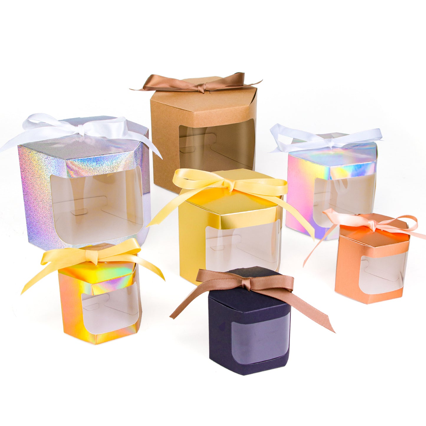 10 Pack Hexagonal Kraft Candy Boxes - Wedding, Party & Gift Packaging